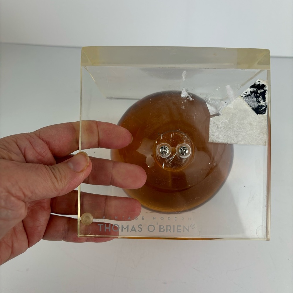 Vintage Modern Thomas O’Brian-Amber Lucite Sphere Bookends - Pair - Picture 9 of 15